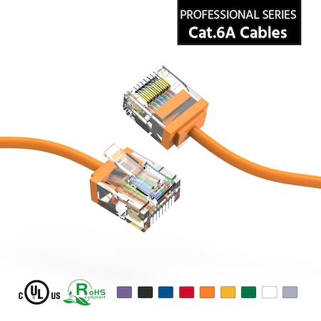 BESTLINK NETWARE CAT6A UTP Super-Slim Ethernet Network Cable 32AWG- 10ft- Orange 100298OR